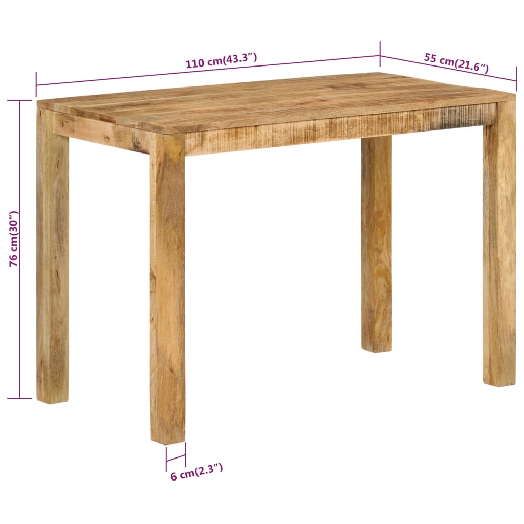 Tavolo da Pranzo 110x55x76 cm in Legno Massello di Mango cod mxl 23936