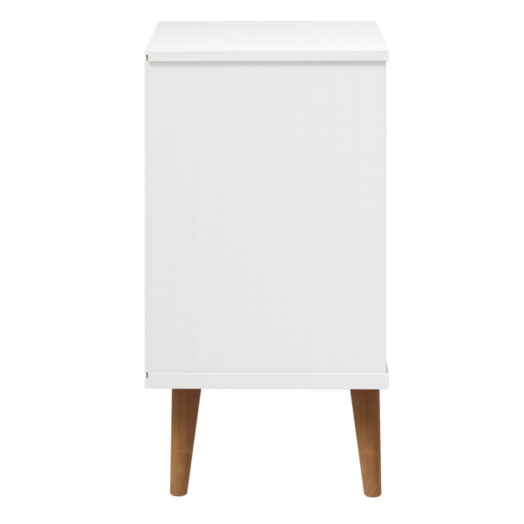Comodino MOLDE Bianco 40x35x65 cm in Legno Massello di Pino 350499
