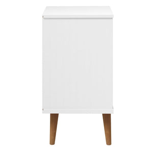 Comodino MOLDE Bianco 40x35x65 cm in Legno Massello di Pino 350499