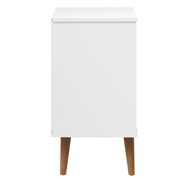 Comodino MOLDE Bianco 40x35x65 cm in Legno Massello di Pino 350499