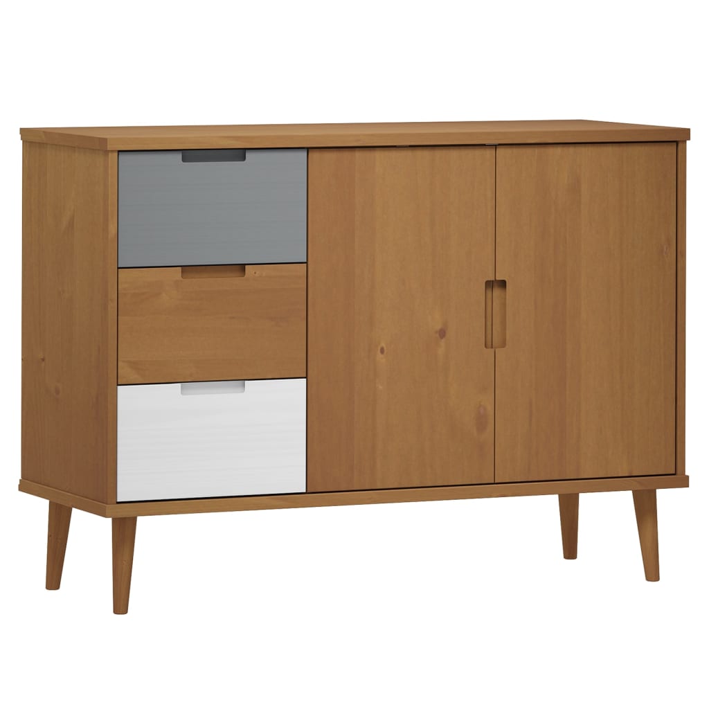 Credenza MOLDE Marrone 113x40x80 cm in Legno Massello di Pino 350513