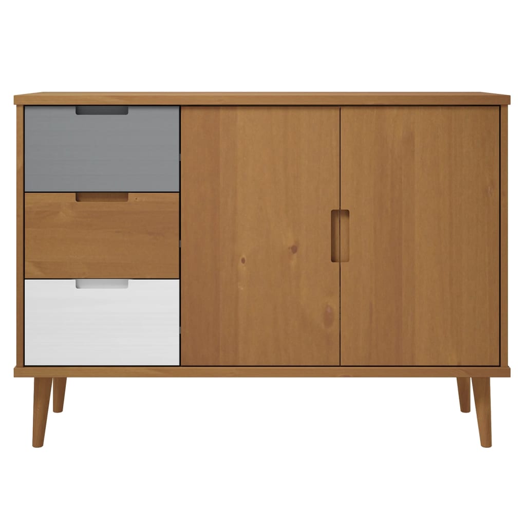 Credenza MOLDE Marrone 113x40x80 cm in Legno Massello di Pino 350513
