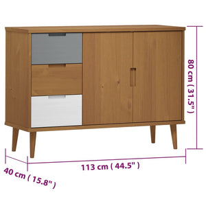 Credenza MOLDE Marrone 113x40x80 cm in Legno Massello di Pino 350513