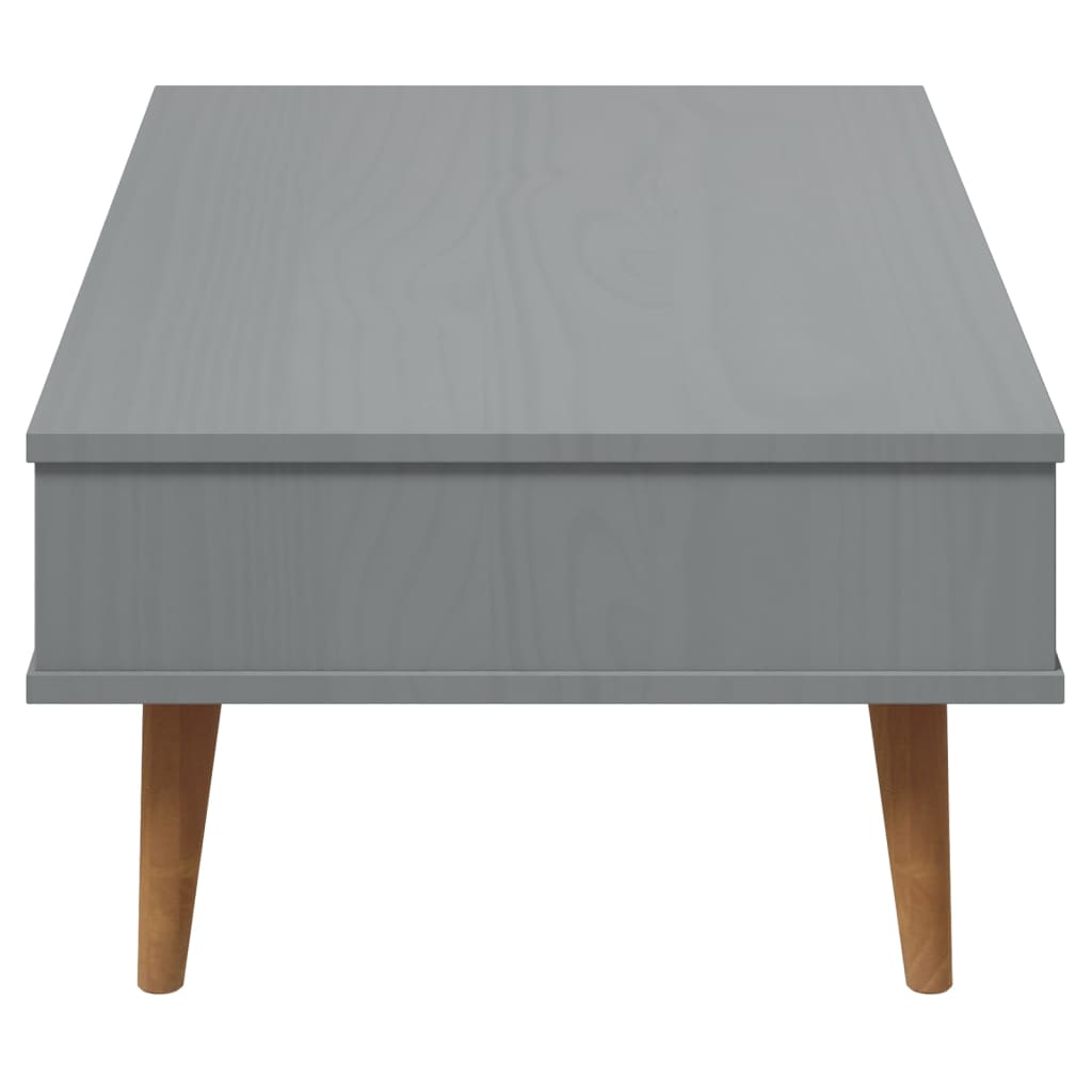 Tavolino MOLDE Grigio 100x55x31 cm in Legno Massello di Pino 350530