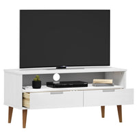 Mobile TV MOLDE Bianca 106x40x49 cm in Legno Massello di Pino 350532