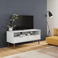Mobile TV MOLDE Bianca 106x40x49 cm in Legno Massello di Pino 350532