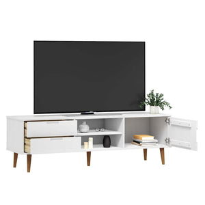 Mobile TV MOLDE Bianca 158x40x49 cm in Legno Massello di Pino 350535