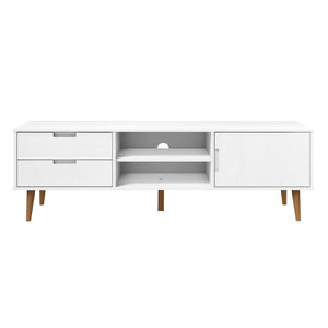 Mobile TV MOLDE Bianca 158x40x49 cm in Legno Massello di Pino 350535