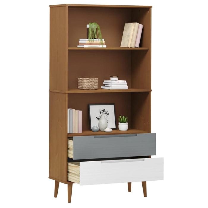 Libreria MOLDE Marrone 85x35x170,5 cm in Legno Massello di Pino 350540