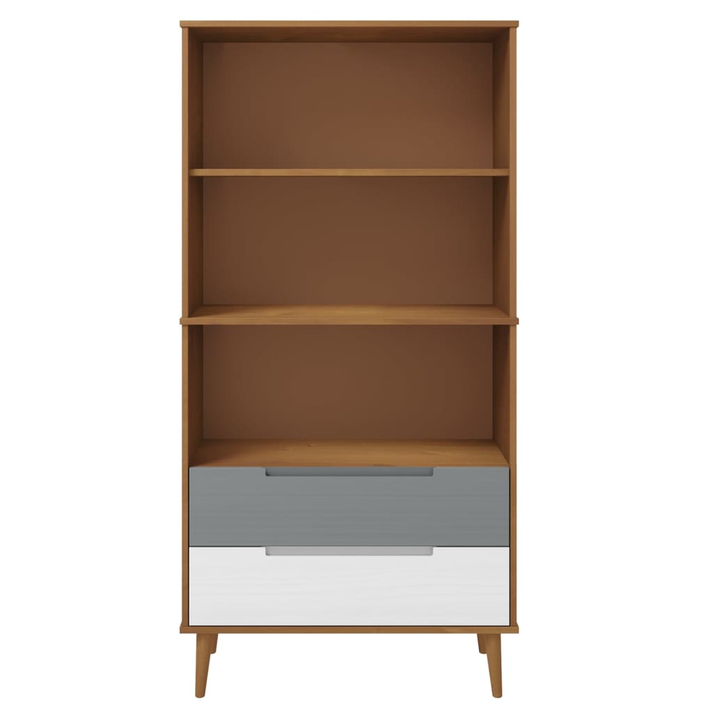 Libreria MOLDE Marrone 85x35x170,5 cm in Legno Massello di Pino 350540