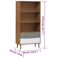 Libreria MOLDE Marrone 85x35x170,5 cm in Legno Massello di Pino 350540