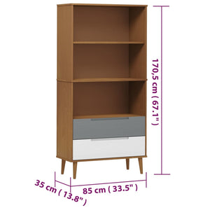Libreria MOLDE Marrone 85x35x170,5 cm in Legno Massello di Pino 350540