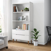 Libreria MOLDE Bianca 85x35x170,5 cm in Legno Massello di Pino cod mxl 23882