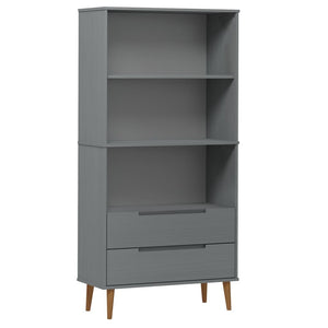 Libreria MOLDE Grigia 85x35x170,5 cm in Legno Massello di Pino 350542