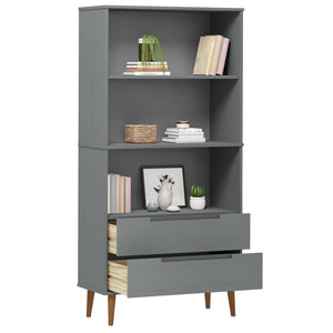 Libreria MOLDE Grigia 85x35x170,5 cm in Legno Massello di Pino 350542