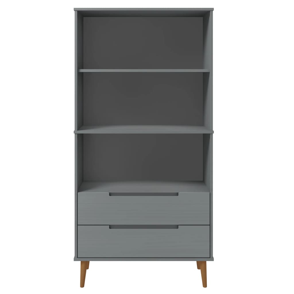 Libreria MOLDE Grigia 85x35x170,5 cm in Legno Massello di Pino 350542