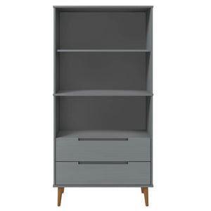 Libreria MOLDE Grigia 85x35x170,5 cm in Legno Massello di Pino 350542