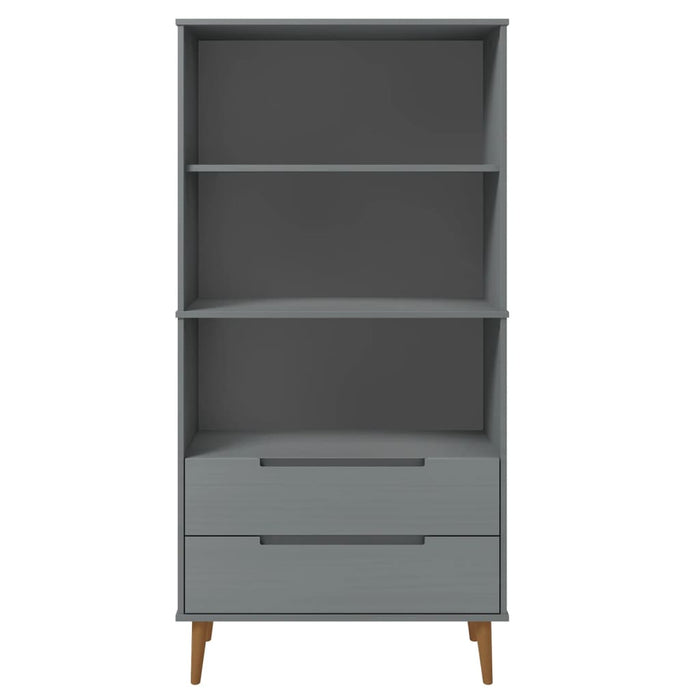 Libreria MOLDE Grigia 85x35x170,5 cm in Legno Massello di Pino 350542