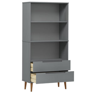 Libreria MOLDE Grigia 85x35x170,5 cm in Legno Massello di Pino 350542