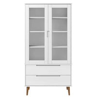 Vetrina MOLDE Bianca 90x35x175 cm in Legno Massello di Pino cod mxl 23688