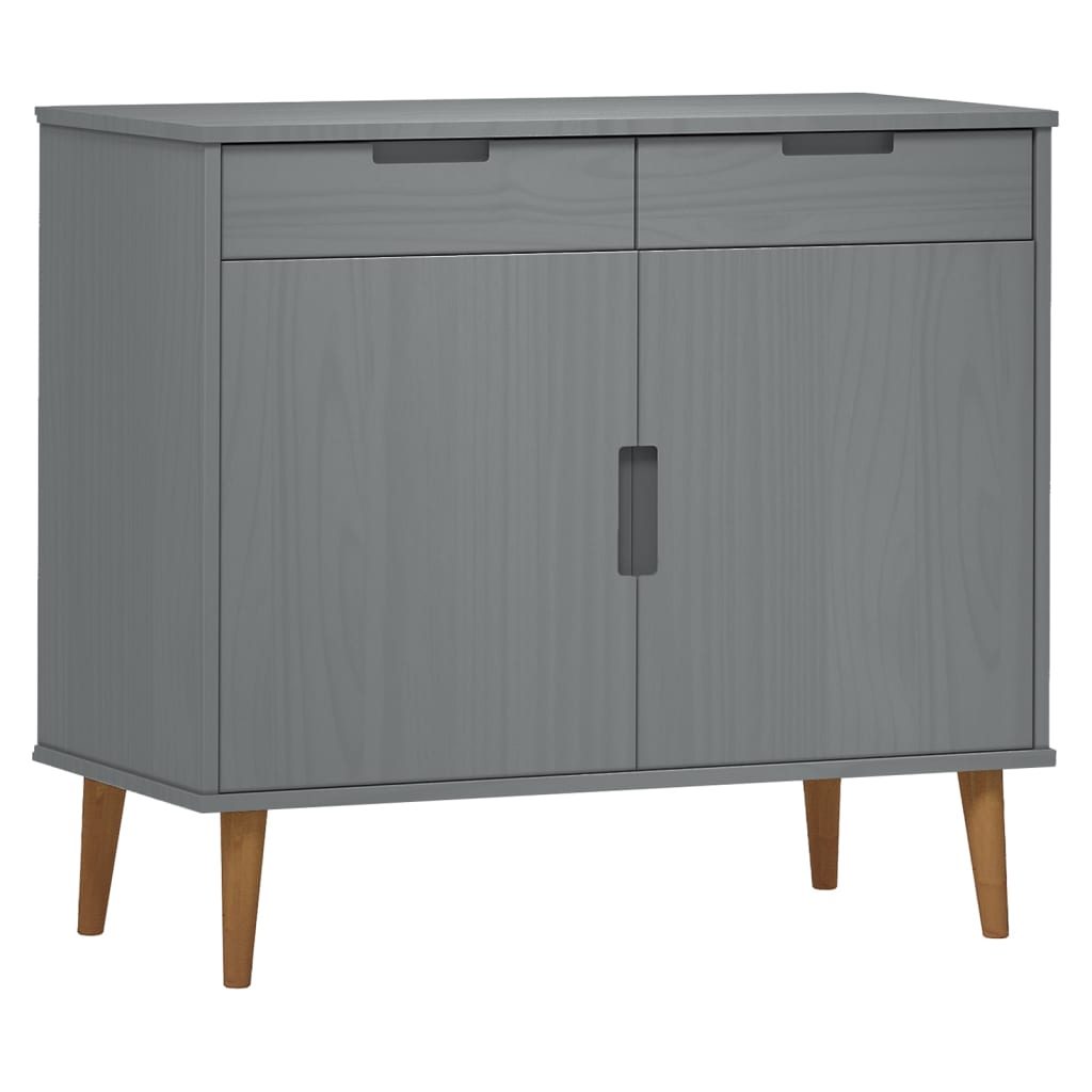 Credenza MOLDE Grigia 90x40x80 cm in Legno Massello di Pino