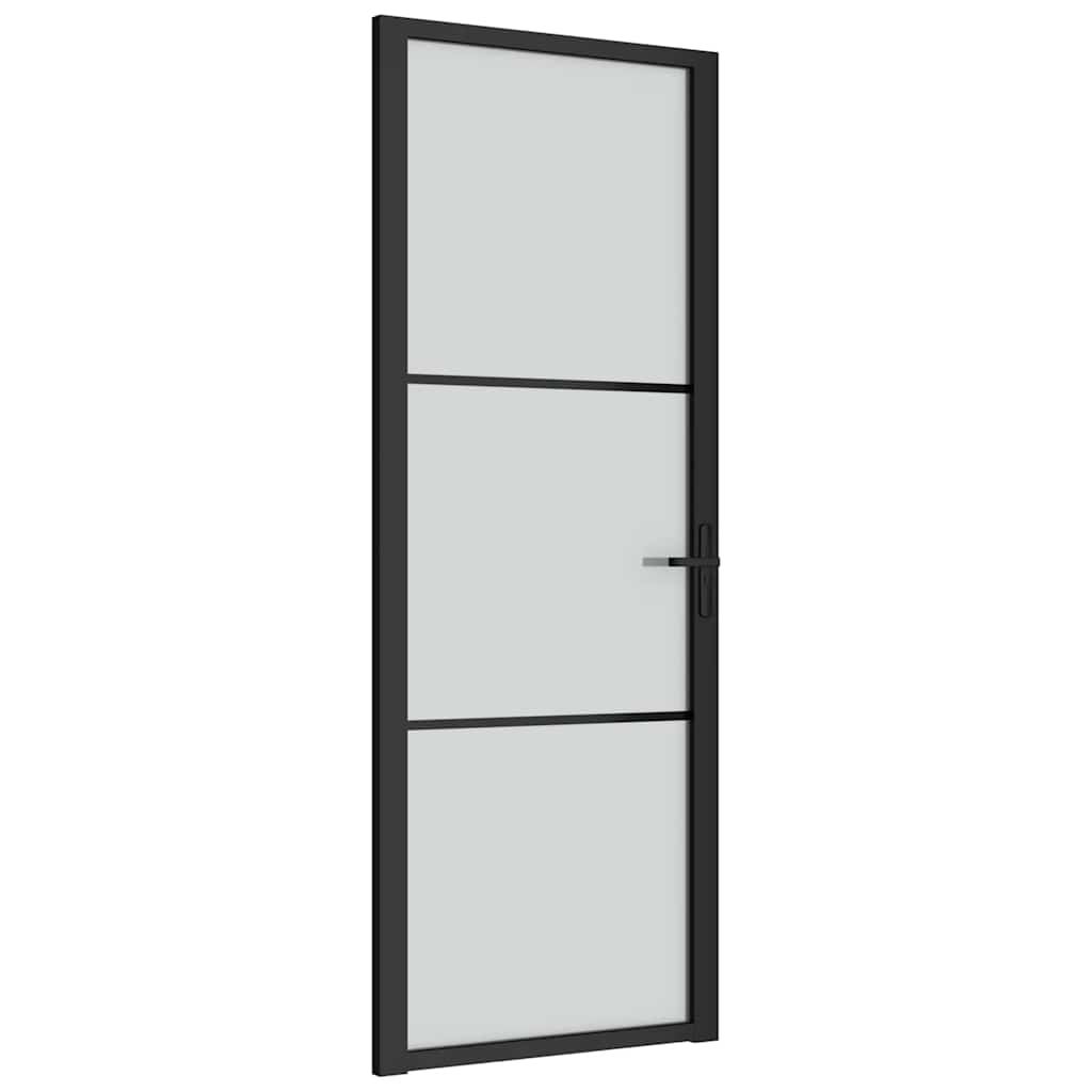 Porta Interna 76x201,5 cm Nero Opaco Vetro e Alluminio cod mxl 64560
