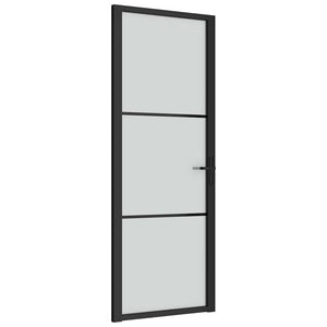 Porta Interna 76x201,5 cm Nero Opaco Vetro e Alluminio cod mxl 64560