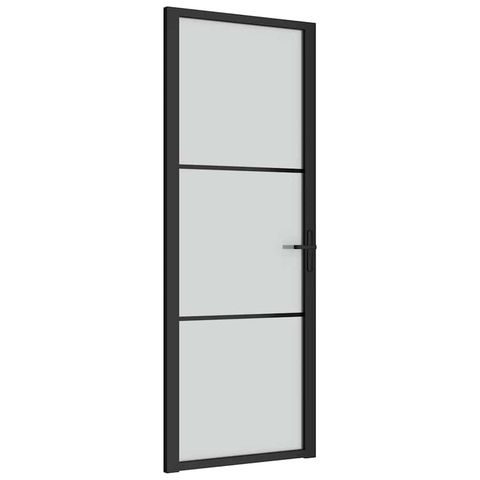 Porta Interna 76x201,5 cm Nero Opaco Vetro e Alluminio cod mxl 64560