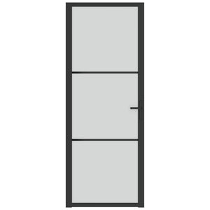 Porta Interna 76x201,5 cm Nero Opaco Vetro e Alluminio cod mxl 64560