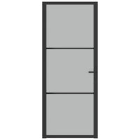 Porta Interna 83x201,5 cm Nero Opaco Vetro e Alluminio 350553