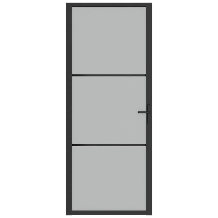 Porta Interna 83x201,5 cm Nero Opaco Vetro e Alluminio 350553