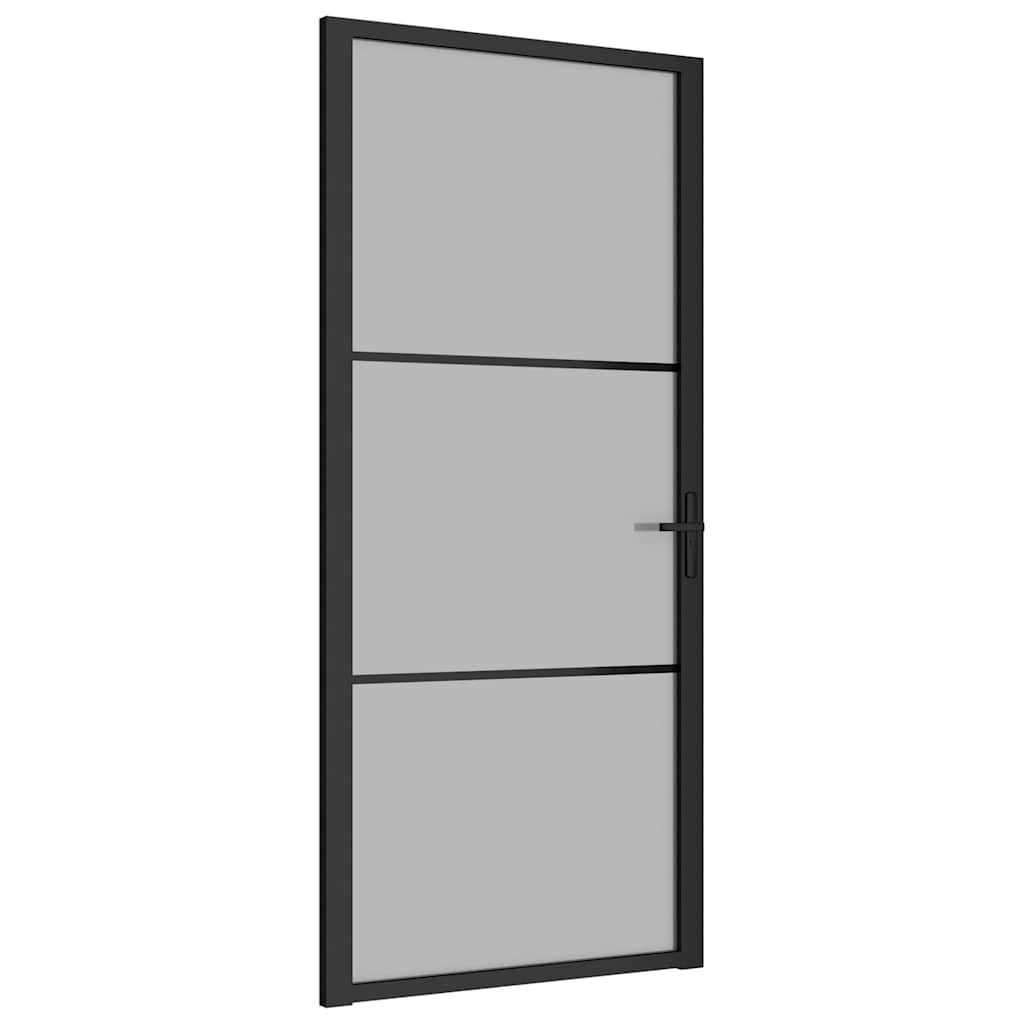 Porta Interna 93x201,5 cm Nero Opaco Vetro e Alluminio cod mxl 71259