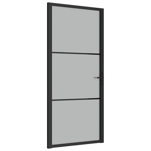 Porta Interna 93x201,5 cm Nero Opaco Vetro e Alluminio cod mxl 71259