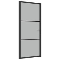 Porta Interna 93x201,5 cm Nero Opaco Vetro e Alluminio 350554