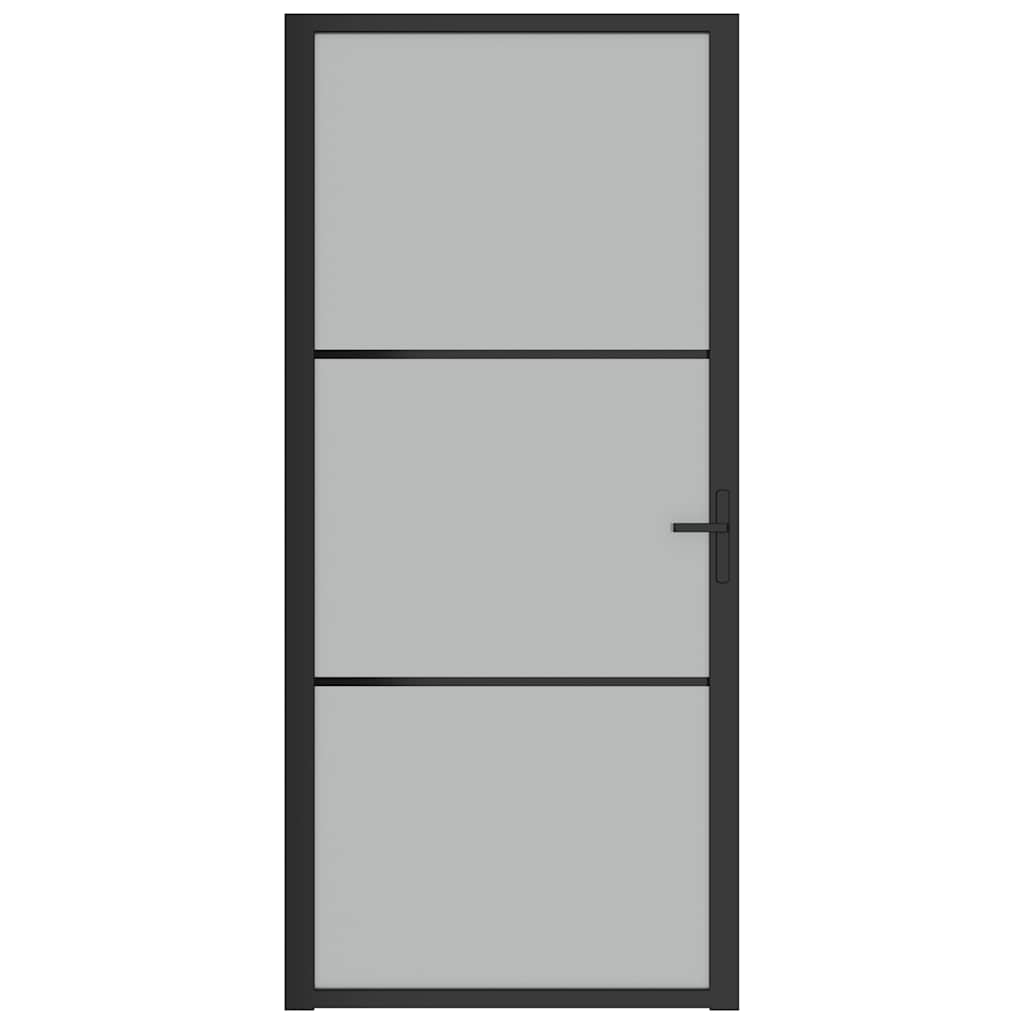 Porta Interna 93x201,5 cm Nero Opaco Vetro e Alluminio cod mxl 71259