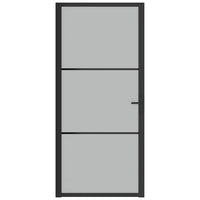 Porta Interna 93x201,5 cm Nero Opaco Vetro e Alluminio 350554