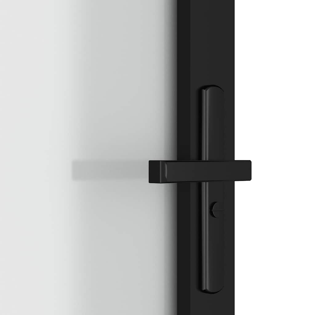 Porta Interna 93x201,5 cm Nero Opaco Vetro e Alluminio 350554