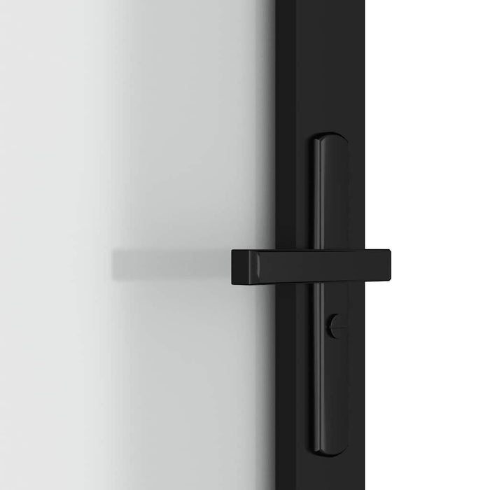 Porta Interna 93x201,5 cm Nero Opaco Vetro e Alluminio 350554
