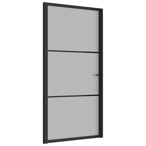 Porta Interna 102,5x201,5 cm Nero Opaco in Vetro e Alluminio cod mxl 73046