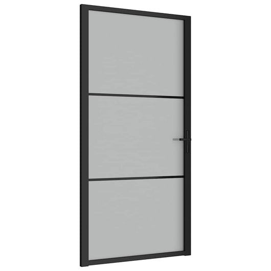 Porta Interna 102,5x201,5 cm Nero Opaco in Vetro e Alluminio cod mxl 73046
