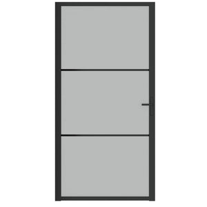 Porta Interna 102,5x201,5 cm Nero Opaco in Vetro e Alluminio cod mxl 73046