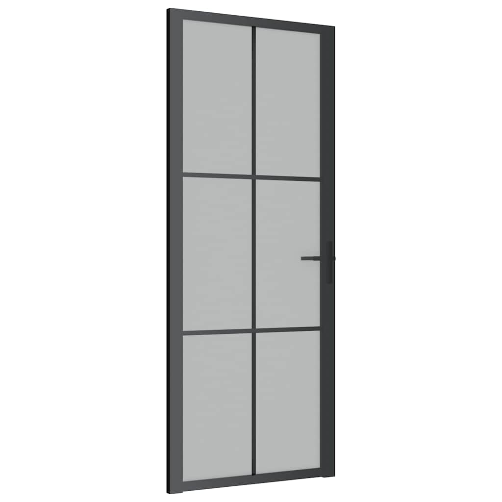 Porta Interna 83x201,5 cm Nero Opaco Vetro e Alluminiocod mxl 121402