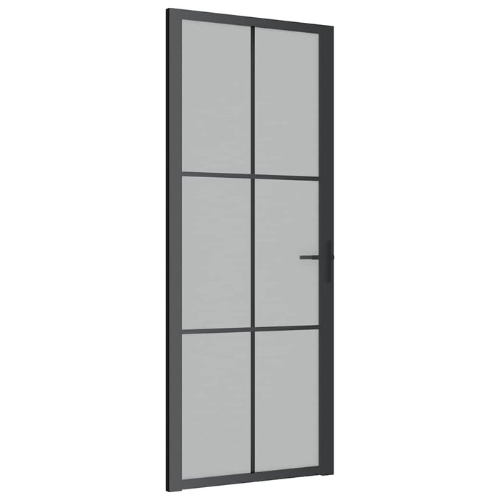 Porta Interna 83x201,5 cm Nero Opaco Vetro e Alluminiocod mxl 121402