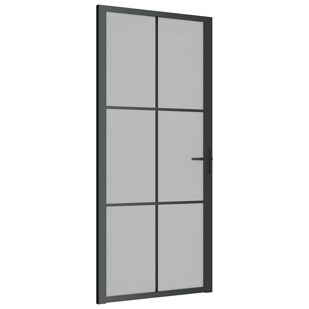 Porta Interna 93x201,5 cm Nero Opaco Vetro e Alluminio cod mxl 66626