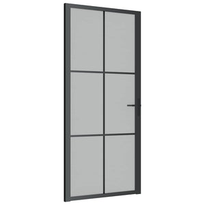 Porta Interna 93x201,5 cm Nero Opaco Vetro e Alluminio cod mxl 66626