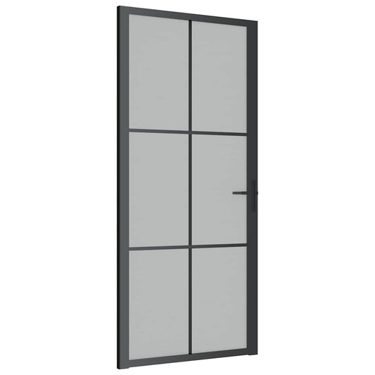 Porta Interna 93x201,5 cm Nero Opaco Vetro e Alluminio cod mxl 66626