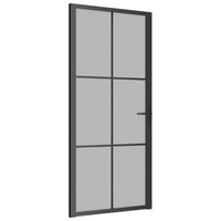 Porta Interna 93x201,5 cm Nero Opaco Vetro e Alluminio 350558