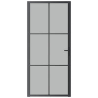 Porta Interna 93x201,5 cm Nero Opaco Vetro e Alluminio cod mxl 66626