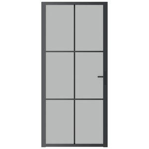 Porta Interna 93x201,5 cm Nero Opaco Vetro e Alluminio cod mxl 66626