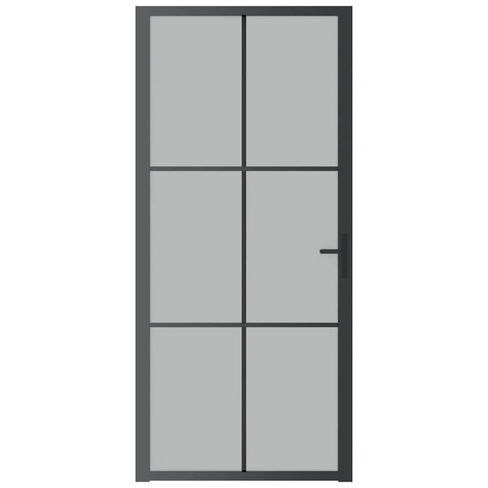 Porta Interna 93x201,5 cm Nero Opaco Vetro e Alluminio cod mxl 66626